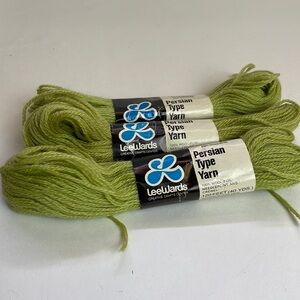 NWT Vintage LeeWards Set of 3 Olive Green Wool Persian Type Needlepoint Yarn